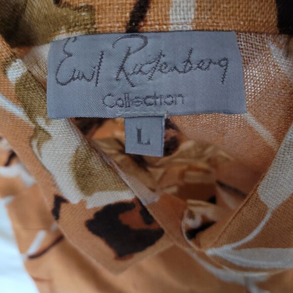Vintage Emil Rutenberg Top Womans Large Orange Floral Linen Fitted Career Office - Picture 7 of 12